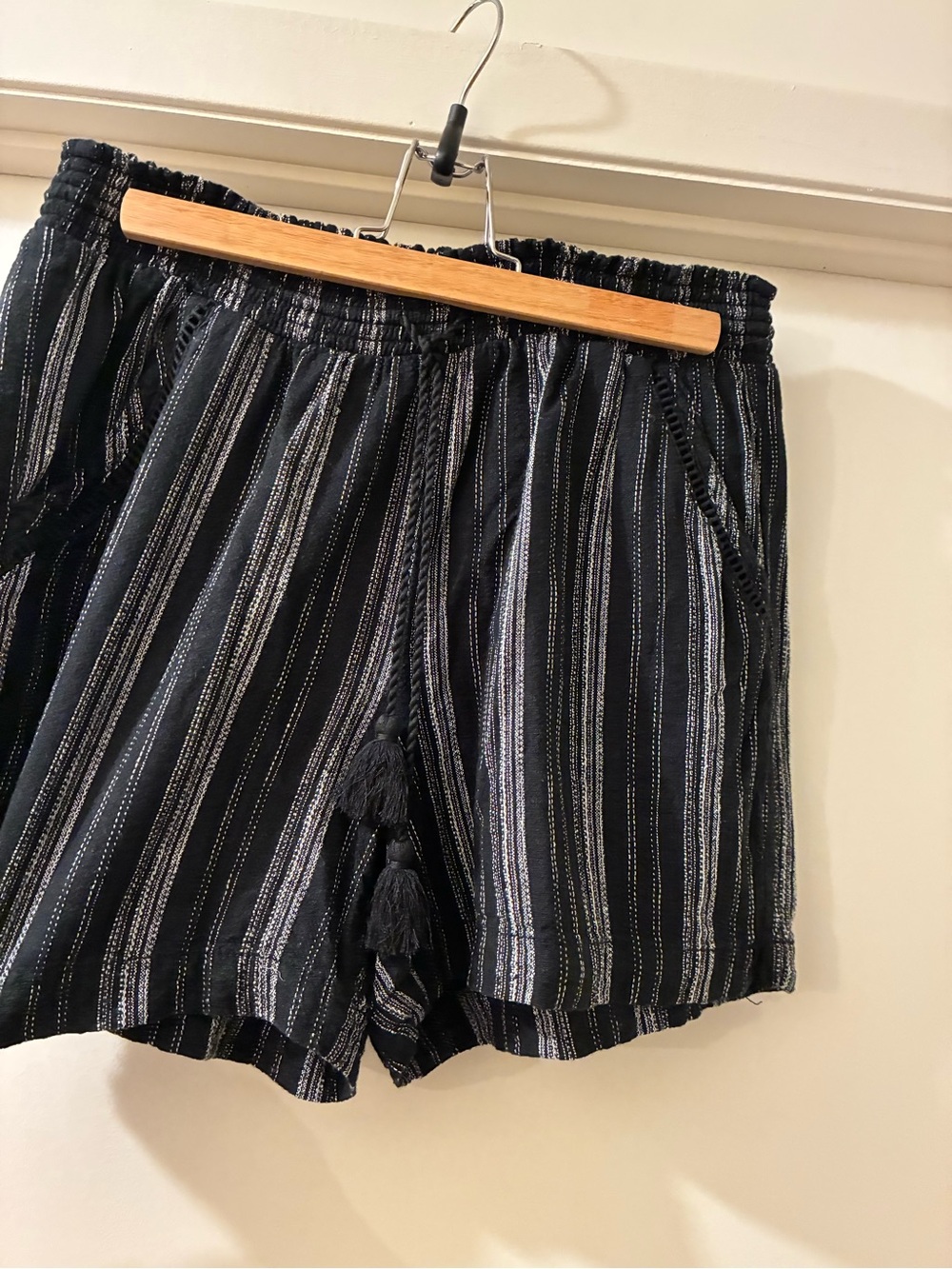 Briggs New York Black Striped Tassel Shorts